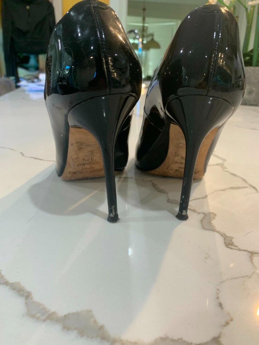 Jimmy Choo Abel Pumps Black Patent Leather Pointed Toe Heel - Picture 3 of 7
